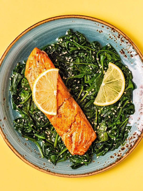 Chilli Coated Salmon with Spinach