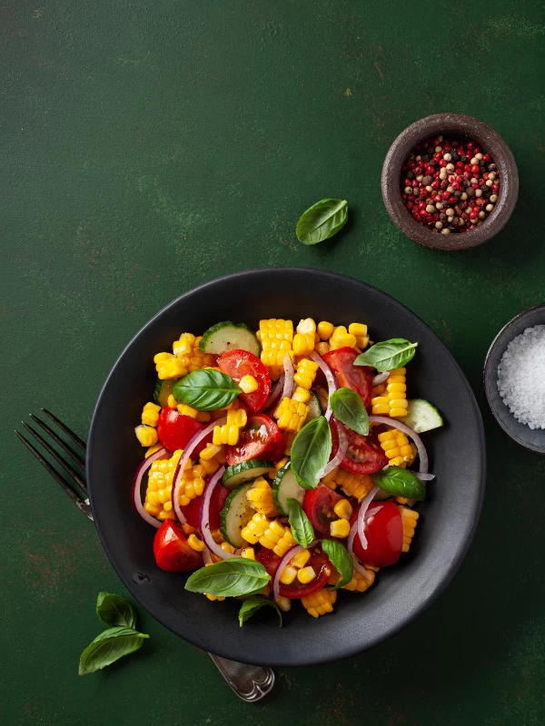 Sweet Corn, Cucumber & Tomato Salad