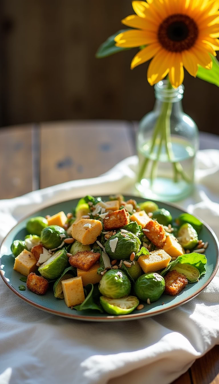 Tofu Brussels Sprouts Salad