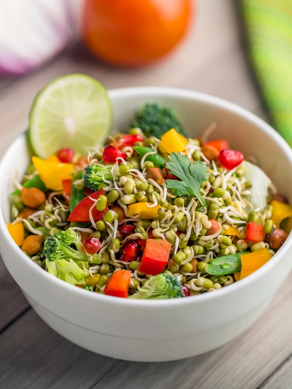 Sprouted Moong Dal Salad with Coriander & Lemon