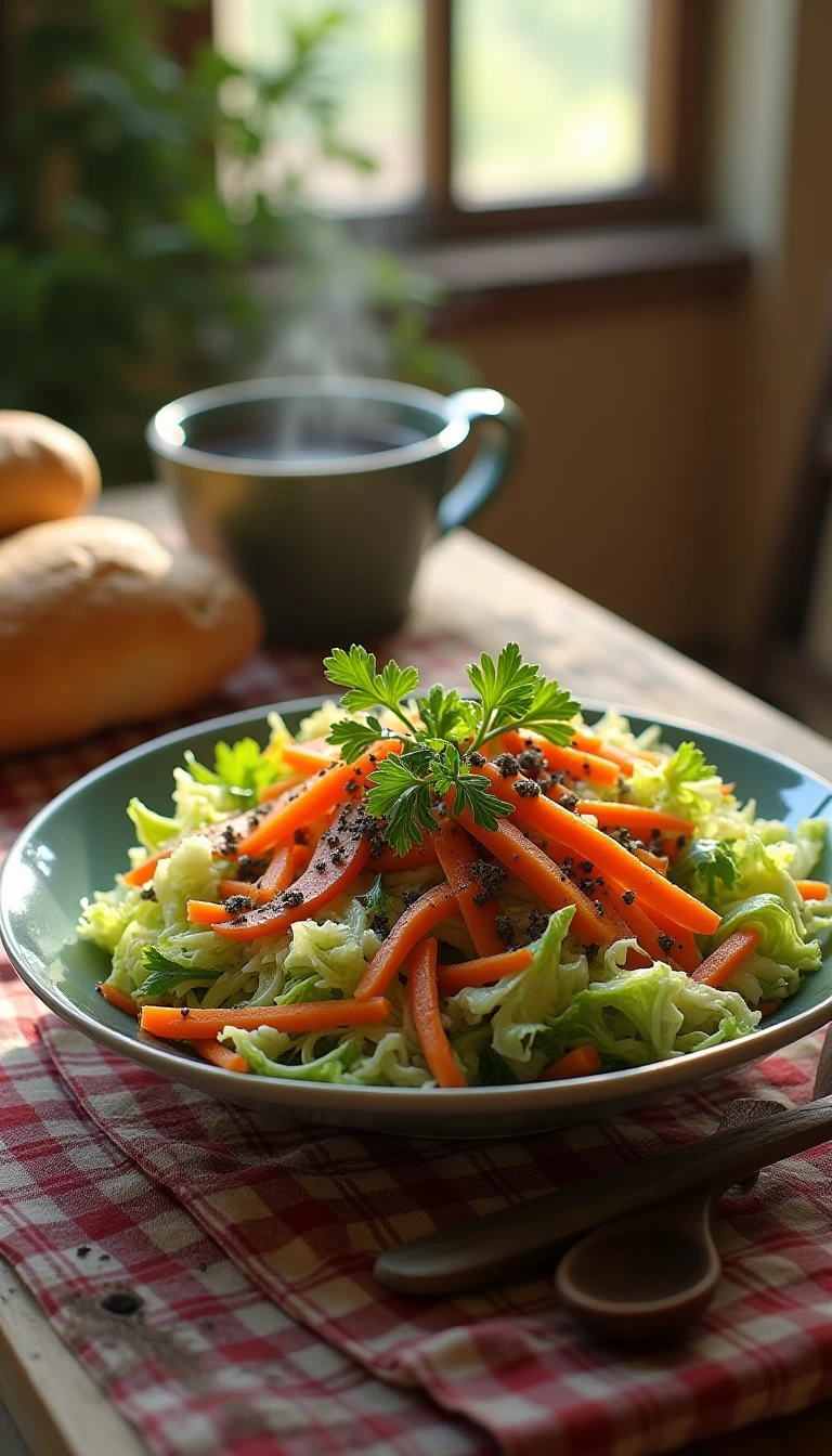 Cabbage, Carrot & Tomato Salad with Black Salt