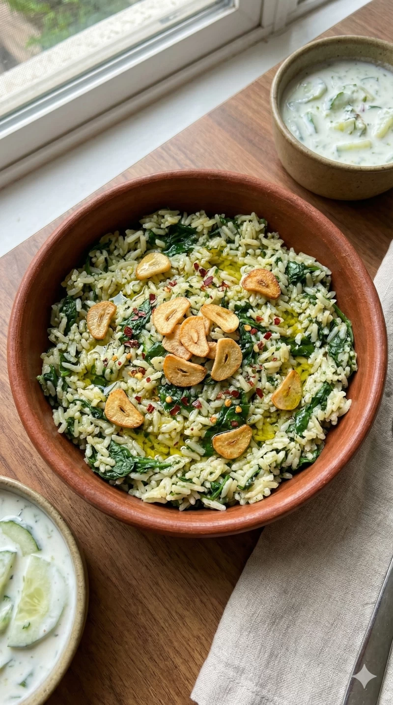 Spinach Garlic Rice