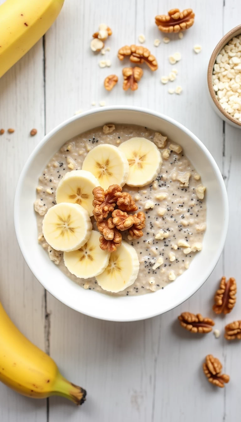 Overnight oats with Banana and Walnuts