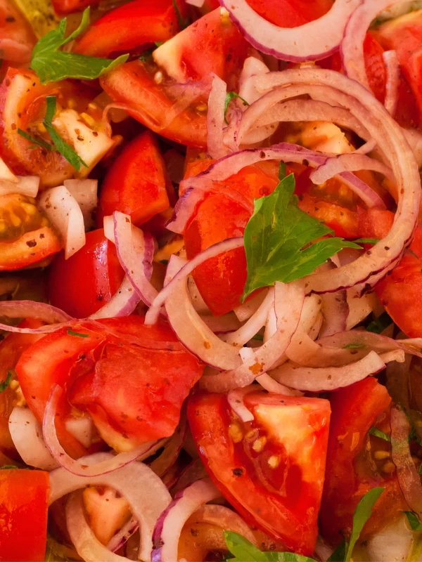 Tomato, Onion & Radish Salad with Black Salt