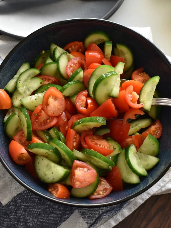Cucumber, Tomato & Radish Salad with Sesame Seeds