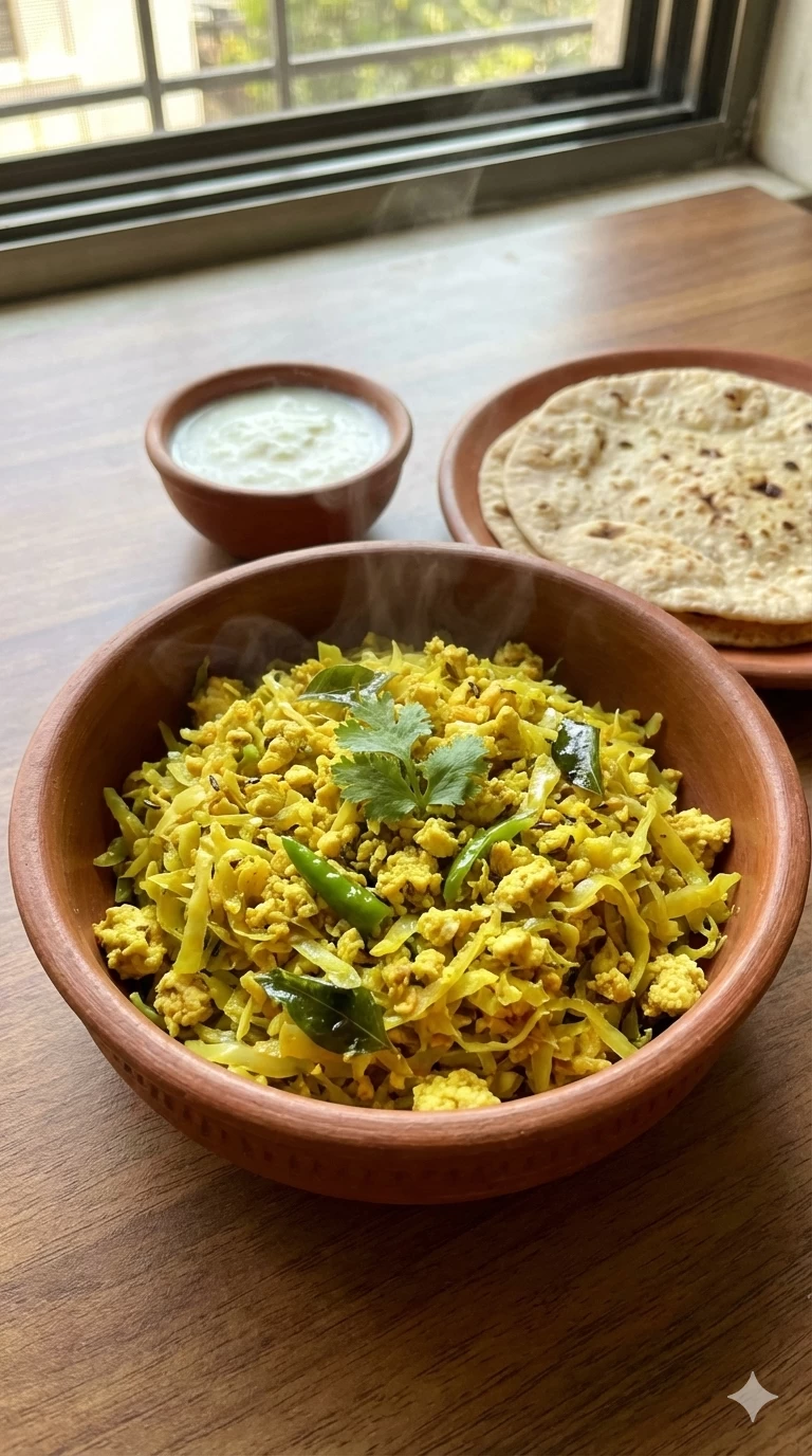 Cabbage Paneer Bhurji Sabzi