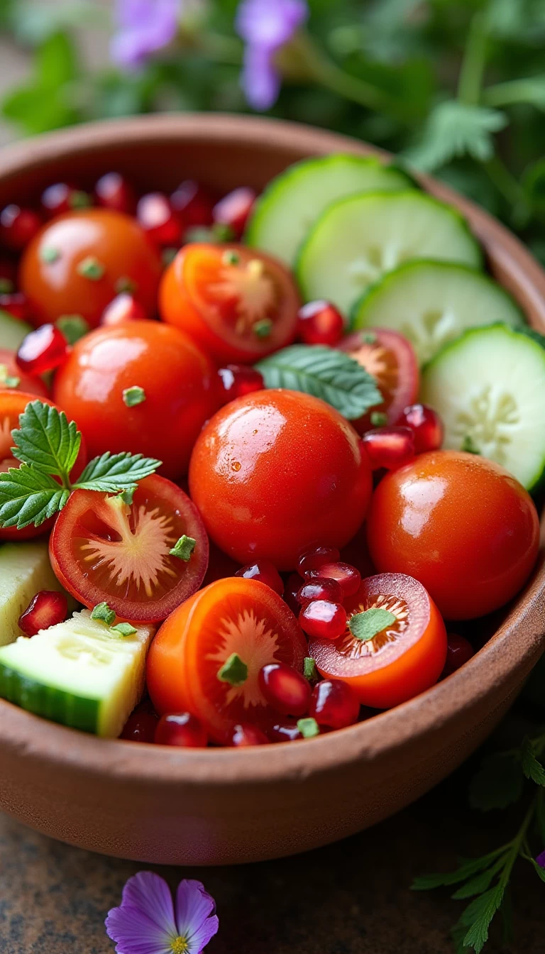 Tomato, Cucumber & Pomegranate Salad