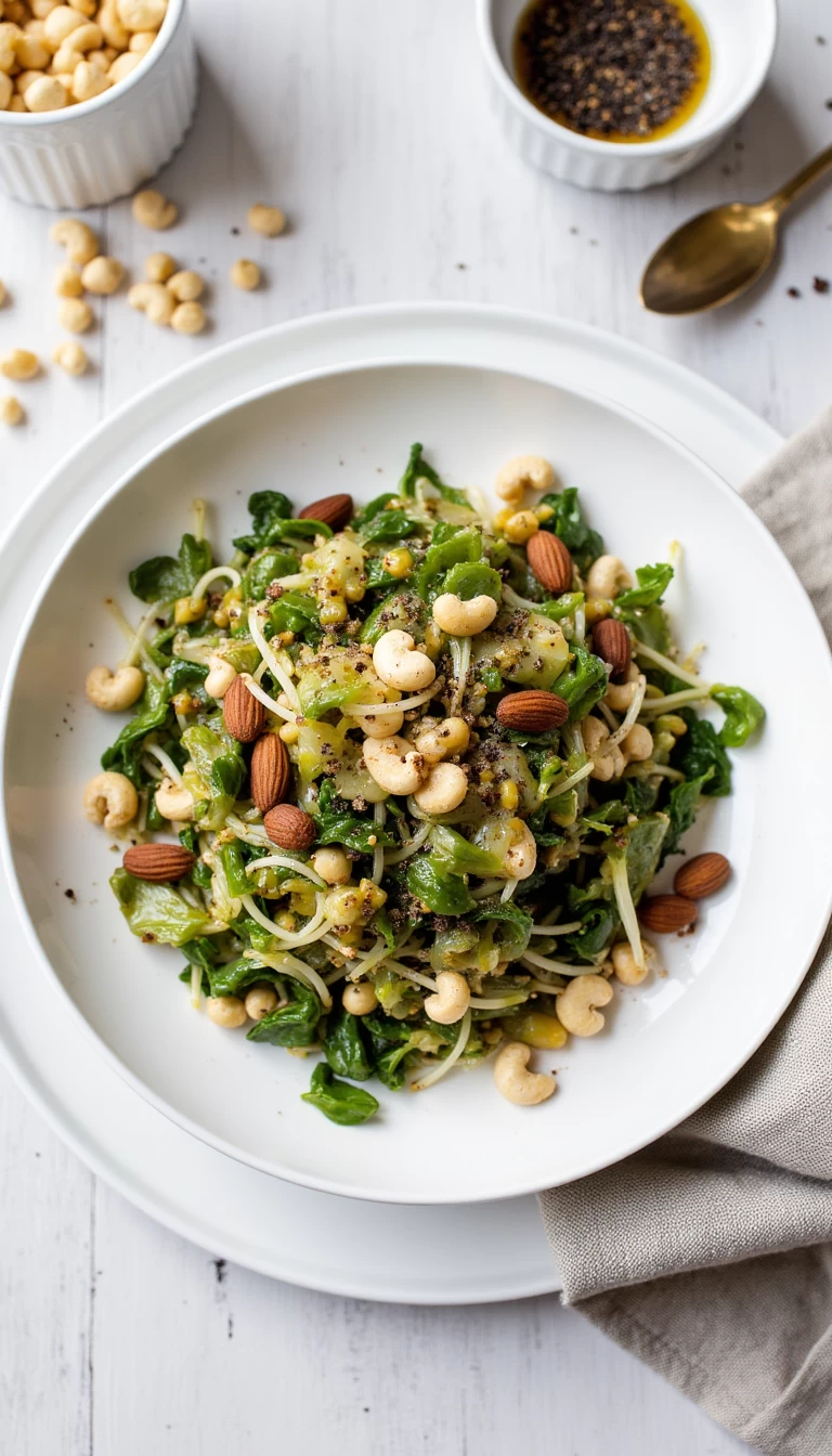 Keto Sprouted Moong and Nuts Stir Fried