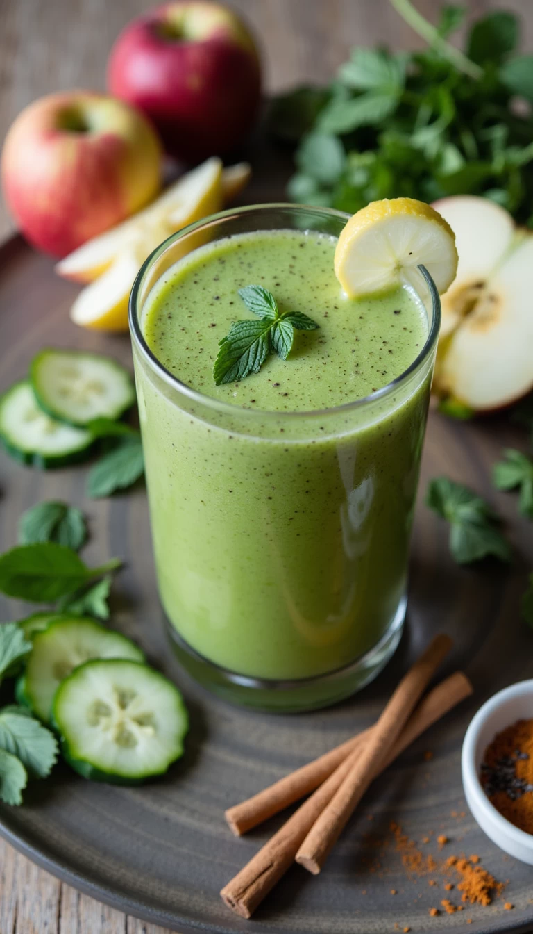 Cucumber and apple green smoothie
