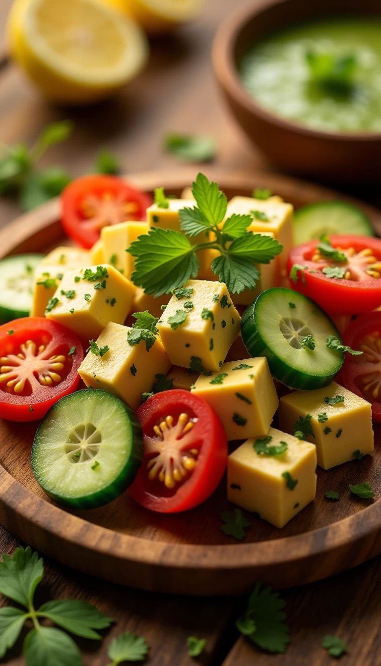 Paneer, Cucumber & Tomato Salad