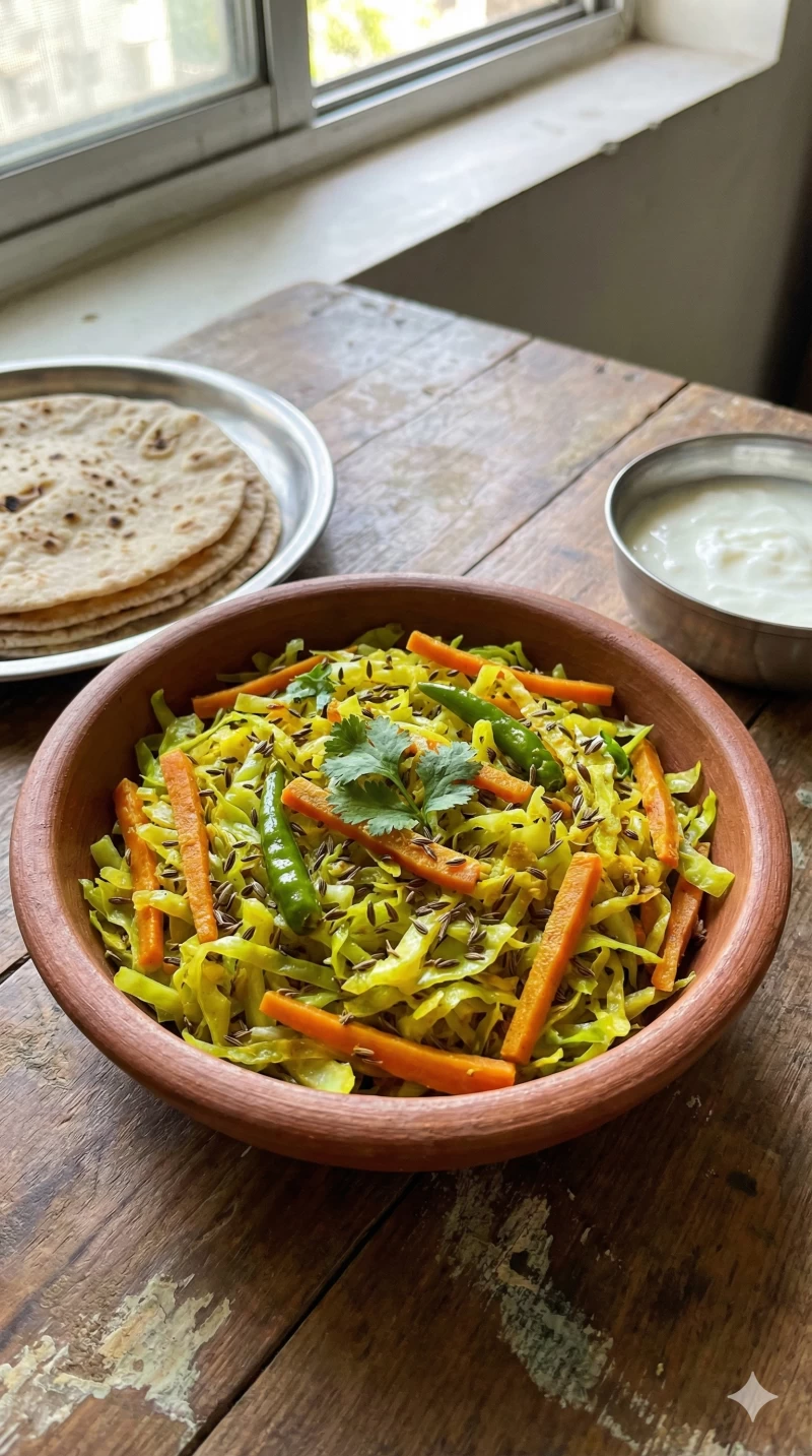 Cabbage Carrot Jeera Sabzi