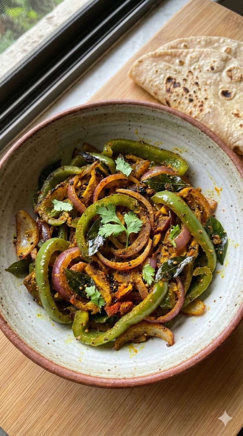 Capsicum Onion Dry Bhaji