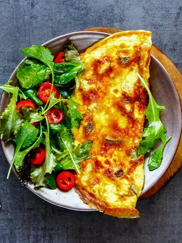 Moong Dal, green veggies, and egg omelette