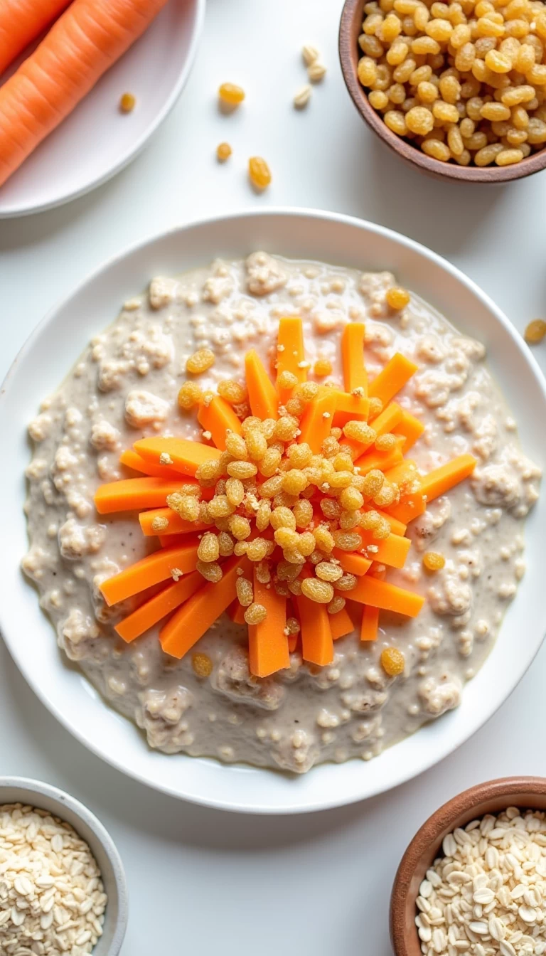 Overnight oats with Carrot and Raisins