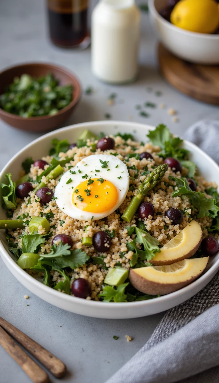Quinoa Salad with Egg and Asparagus